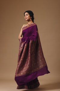 Purple Wine Crepe Saree