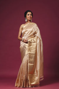 Handwoven Gold Color Tissue Silk Saree