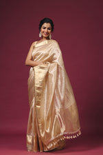 Handwoven Gold Color Tissue Silk Saree