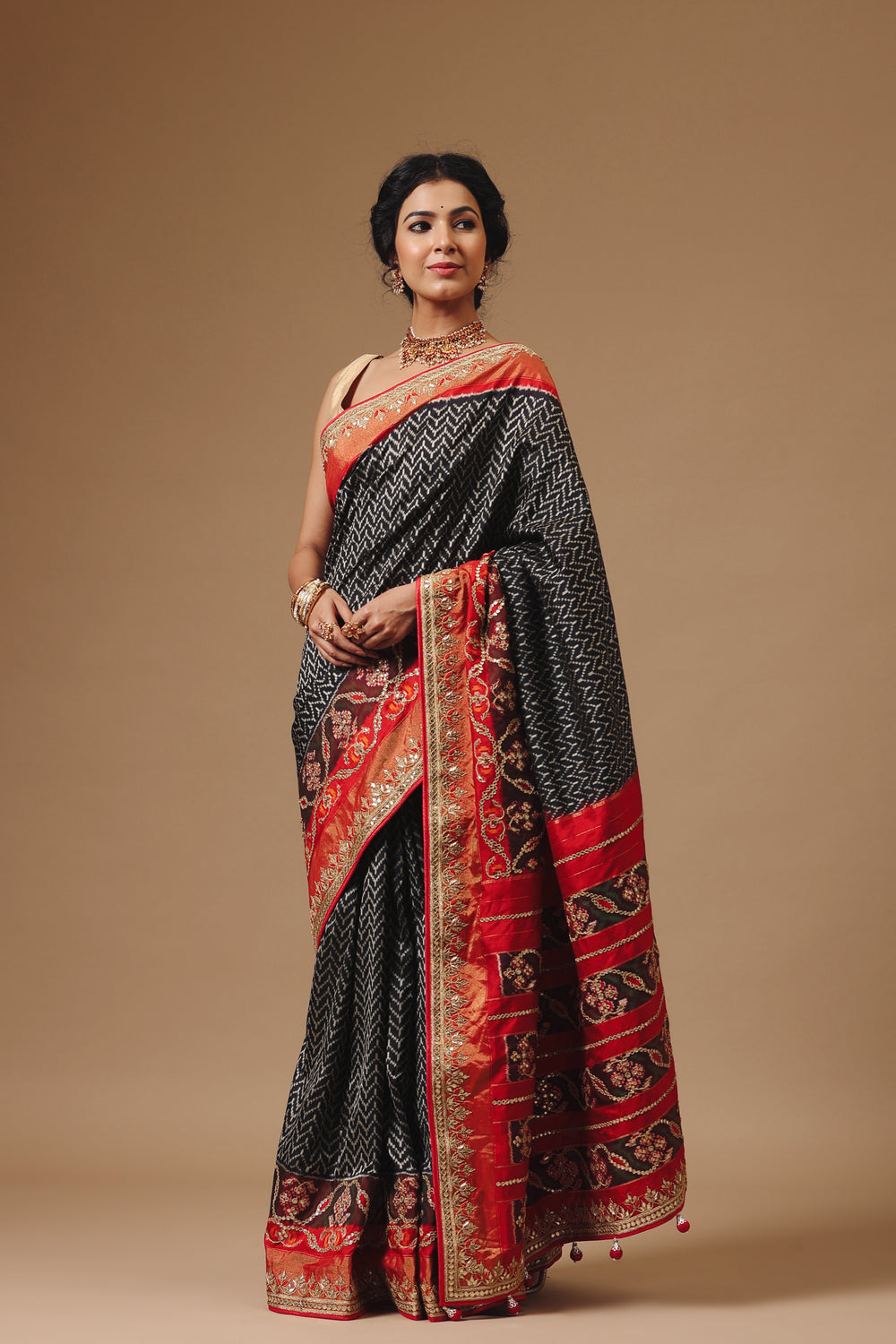 Handwoven Charcoal Black Katan Silk Saree