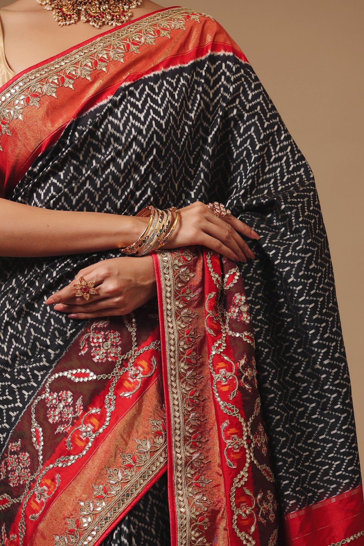 Handwoven Charcoal Black Katan Silk Saree