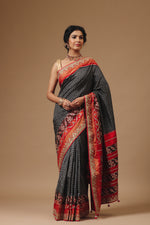 Handwoven Charcoal Black Katan Silk Saree