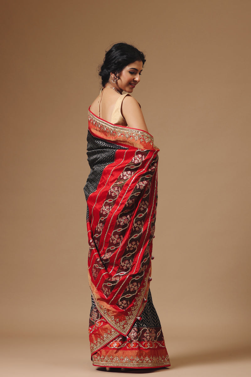 Handwoven Charcoal Black Katan Silk Saree