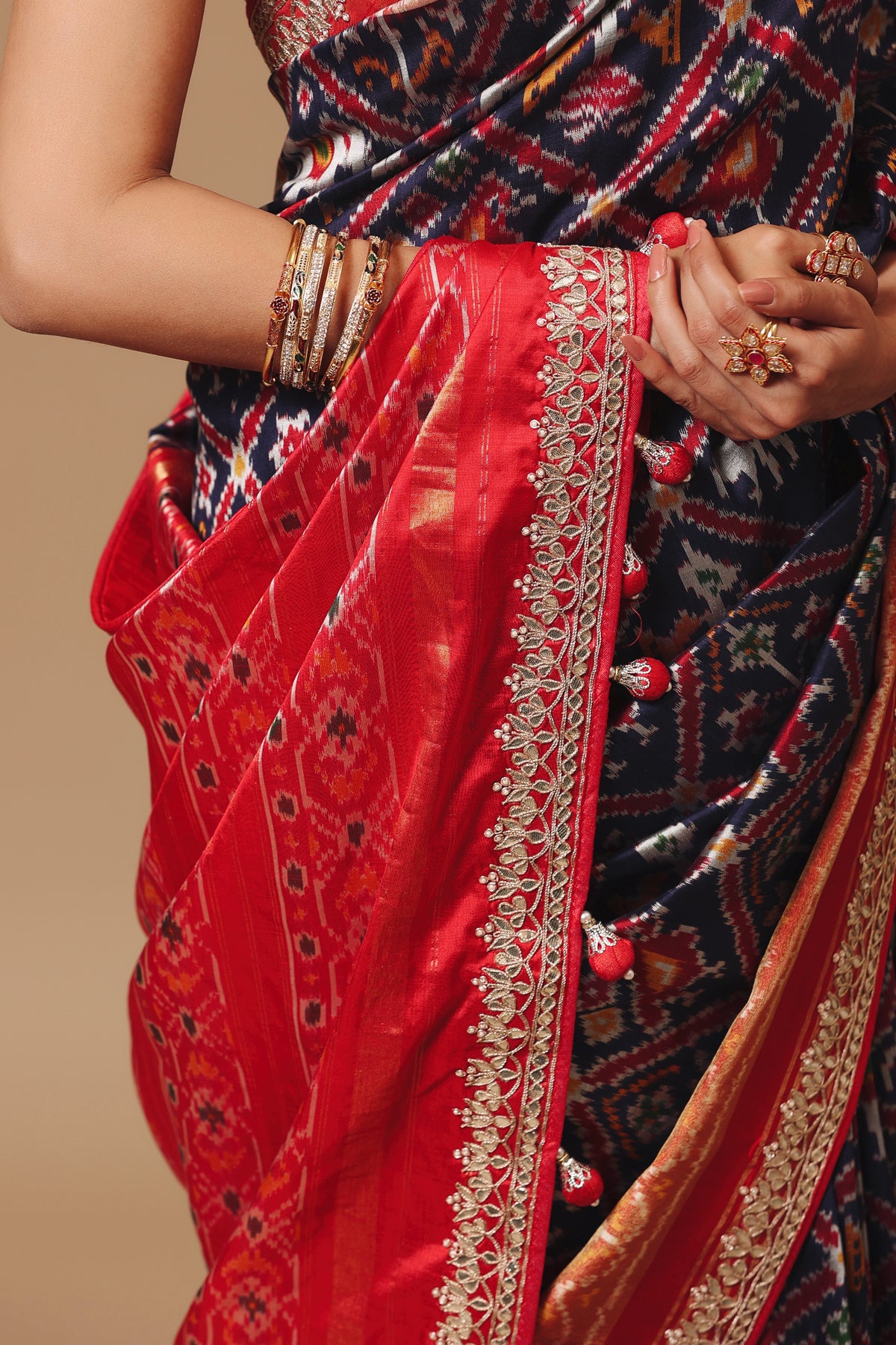 Handwoven Indigo Blue Katan Silk Saree