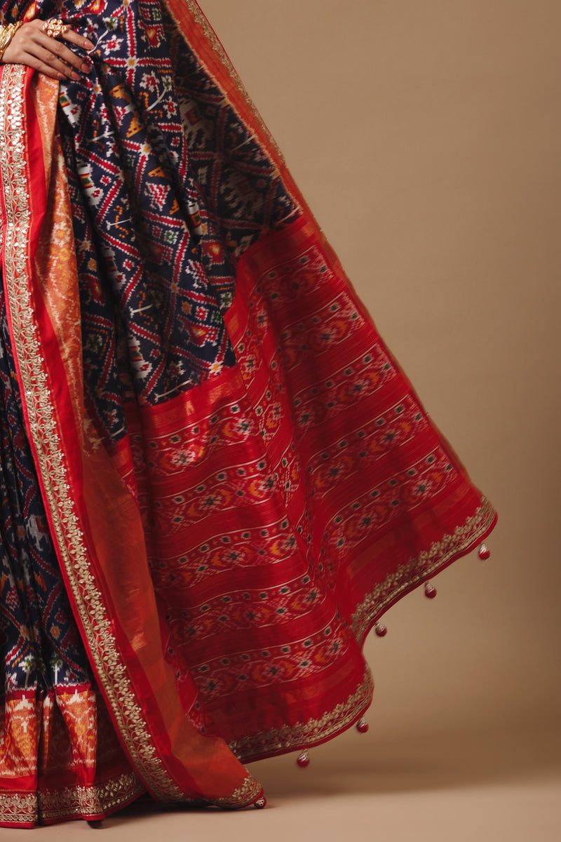 Handwoven Indigo Blue Katan Silk Saree