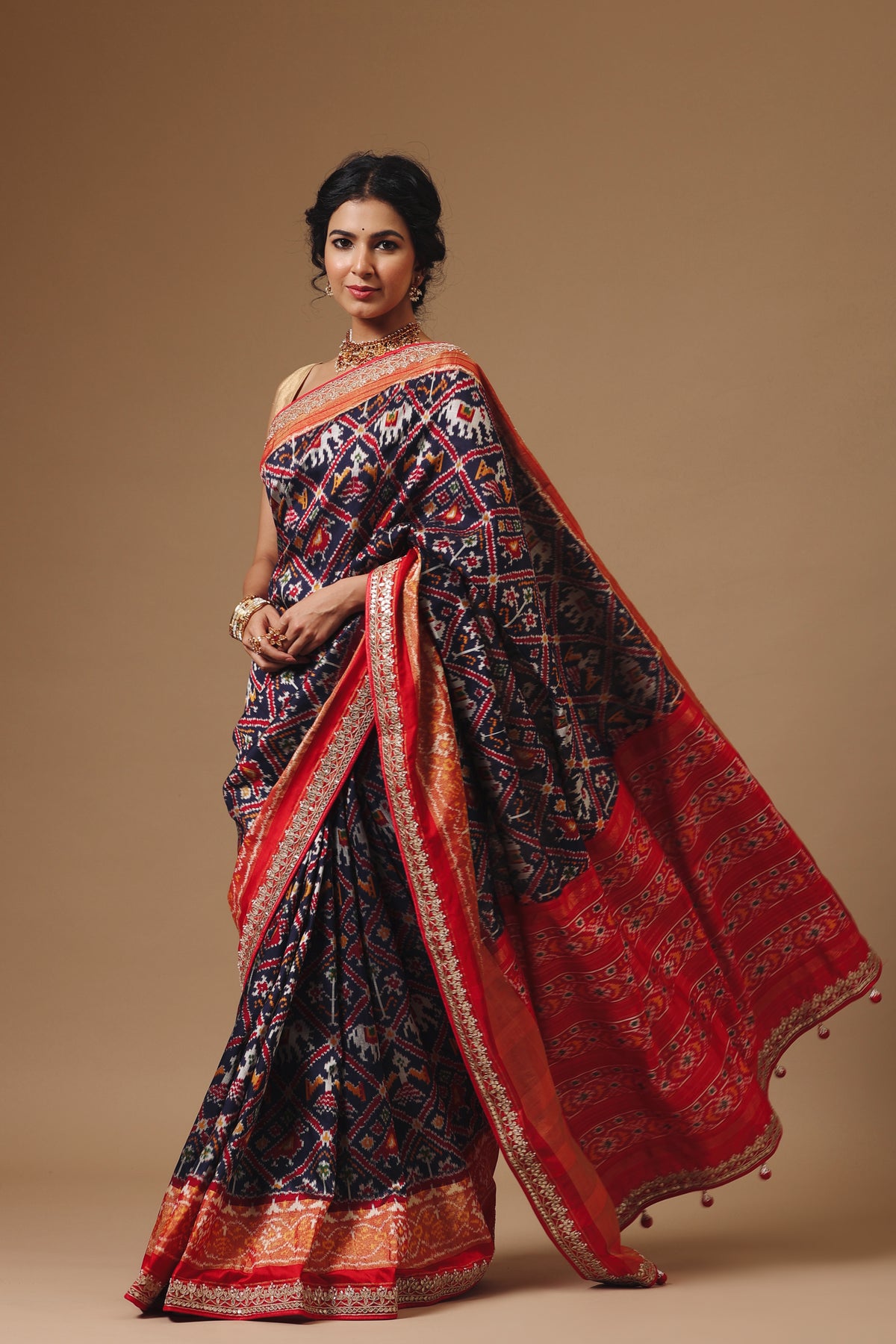 Handwoven Indigo Blue Katan Silk Saree