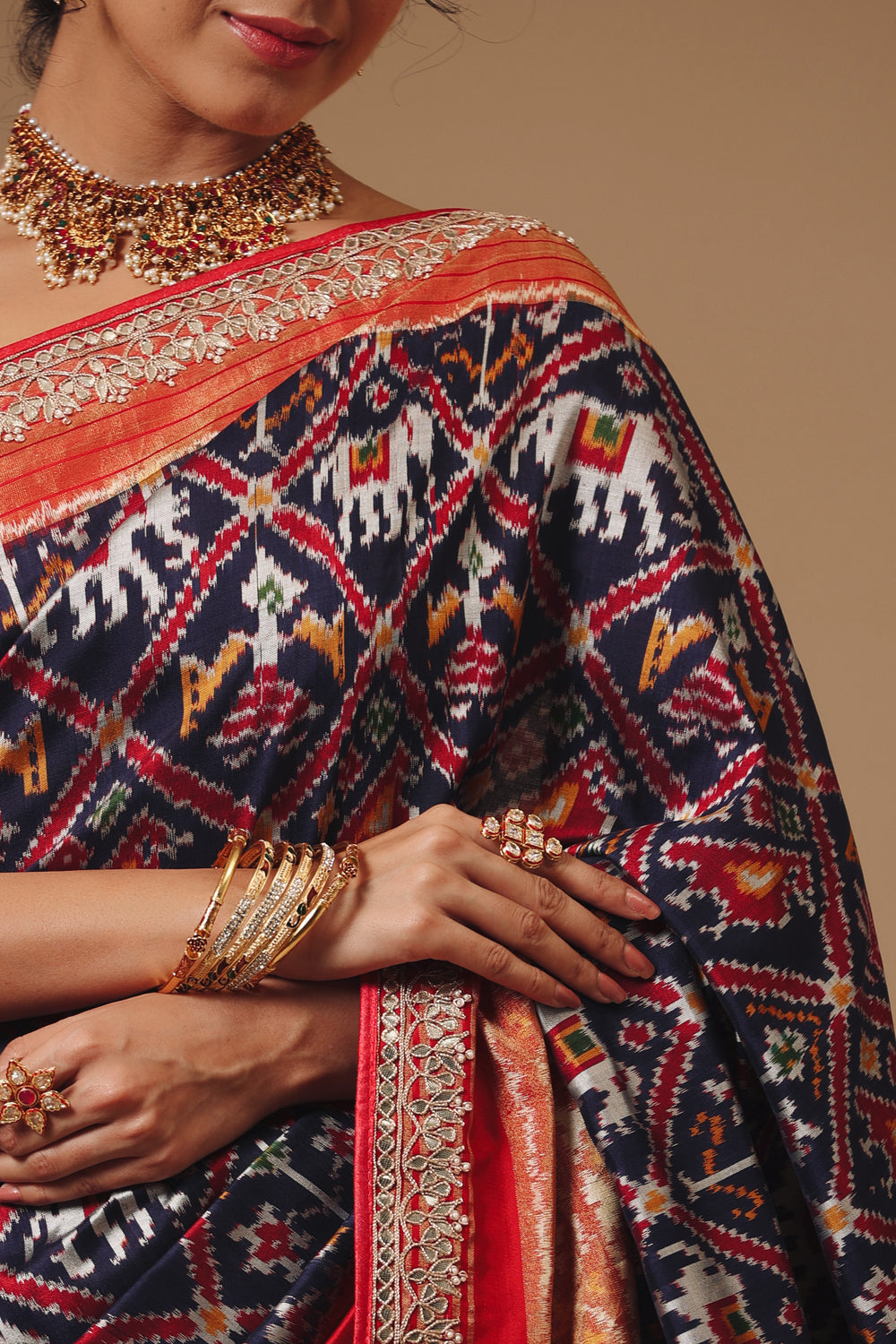 Handwoven Indigo Blue Katan Silk Saree