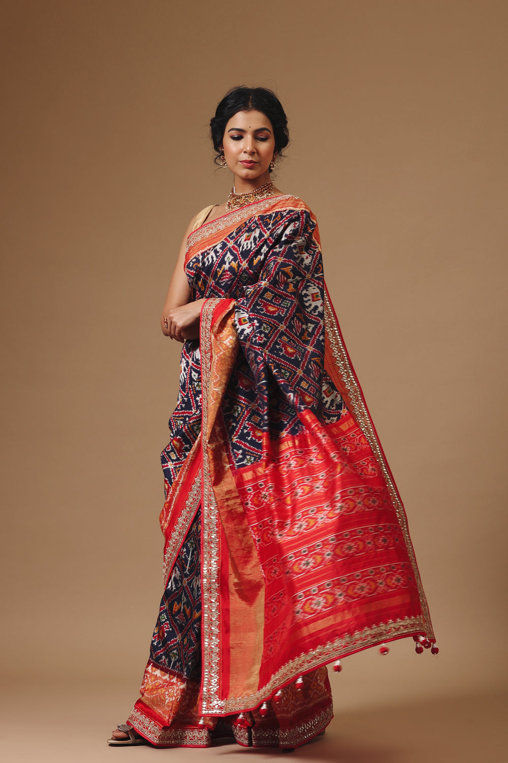 Handwoven Indigo Blue Katan Silk Saree