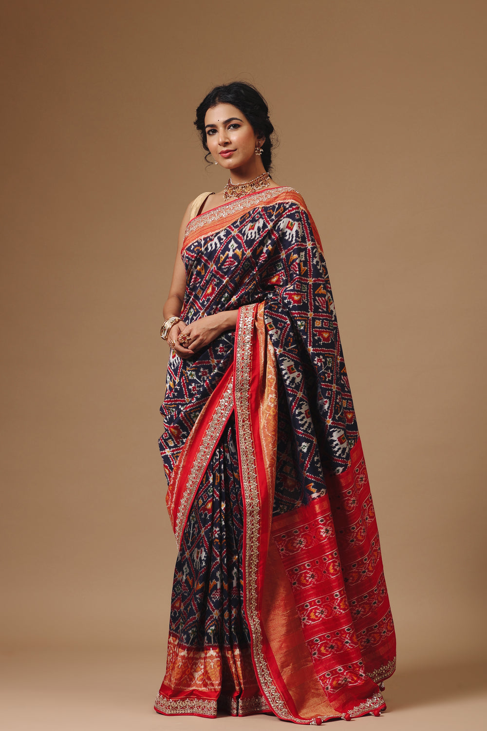 Handwoven Indigo Blue Katan Silk Saree