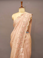 Peach Color Zardozi Tissue Organza Saree