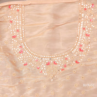 Peach Color Zardozi Tissue Organza Saree