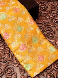 Handwoven Meenakari Mustard Yellow Katan Silk Jaal Saree