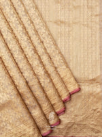 Handwoven Banarsi Muted Gold Kora Silk Saree
