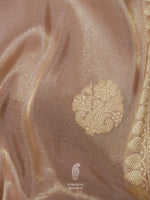 Handwoven Muted Grey Banarsi Tissue Silk Saree