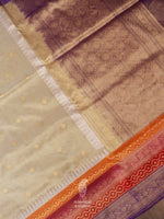 Handwoven Neutral Beige Banarsi Tissue Silk Saree