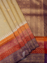 Handwoven Neutral Beige Banarsi Tissue Silk Saree