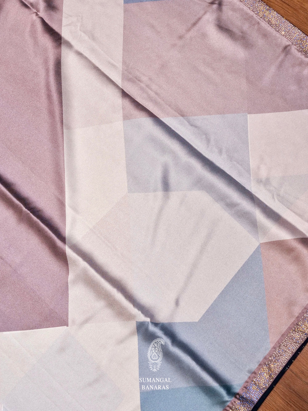 Multicolor Satin Crepe Geometrical Saree
