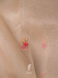 Peach Zardozi Organza Saree