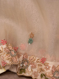 Peach Zardozi Organza Saree