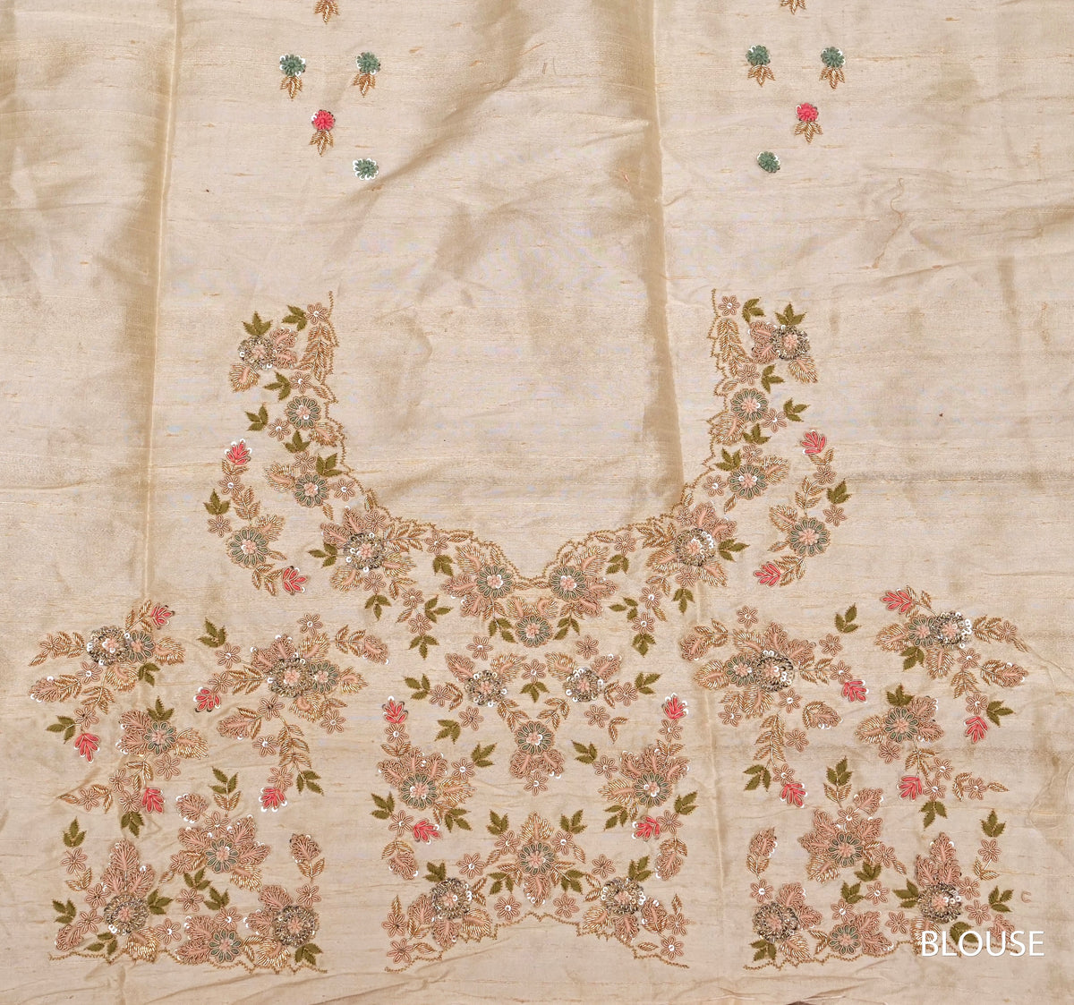 Peach Zardozi Organza Saree