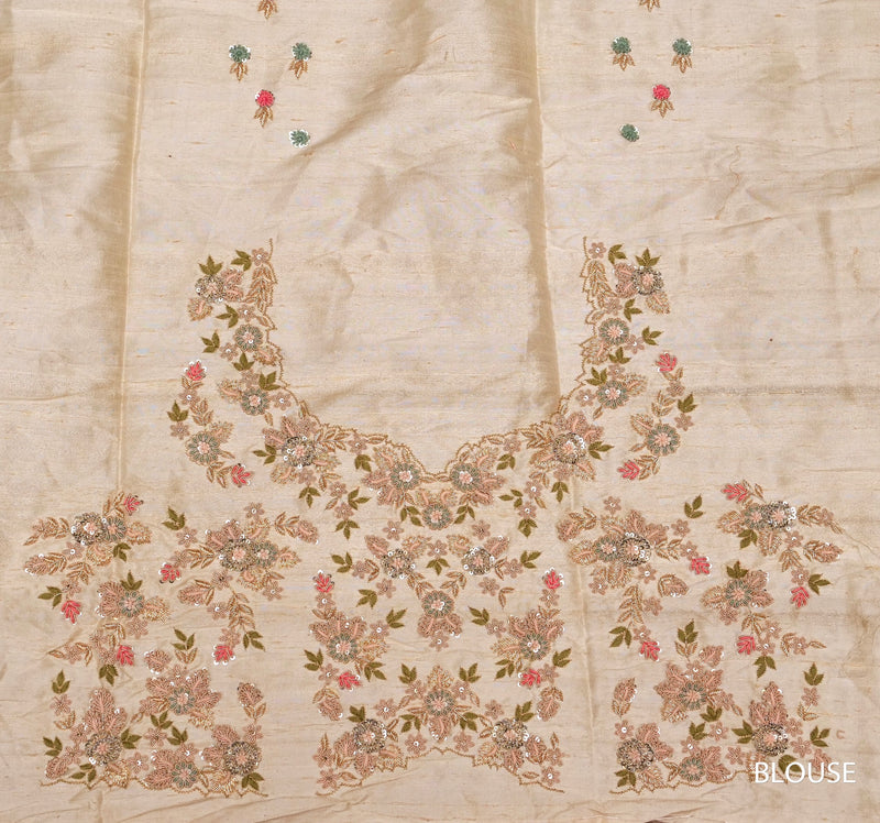 Peach Zardozi Organza Saree