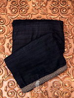 Navy Blue Velvet Embellished Saree