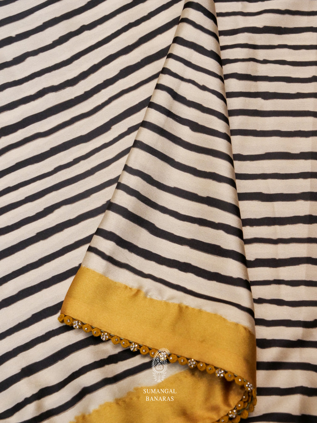 Multicolor Crepe Stripe Saree