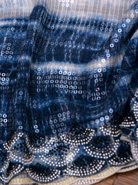 Ocean Blue Sequins Georgette Saree