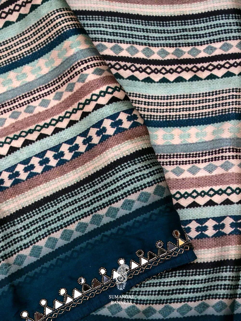 Handwoven Peacock Blue Satin Silk Saree