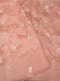 Salmon Pink Sequins Resham Organza Saree
