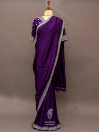 Handwoven Classic Purple Pure Katan Silk Saree