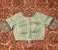 Handwoven Mint Green Tissue Silk Embellished Saree