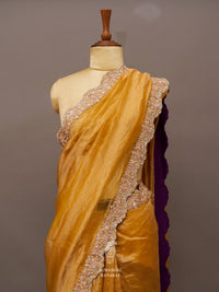 Handwoven Golden Yellow Tissue Silk Saree