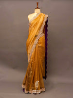 Handwoven Golden Yellow Tissue Silk Saree