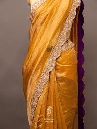 Handwoven Golden Yellow Tissue Silk Saree