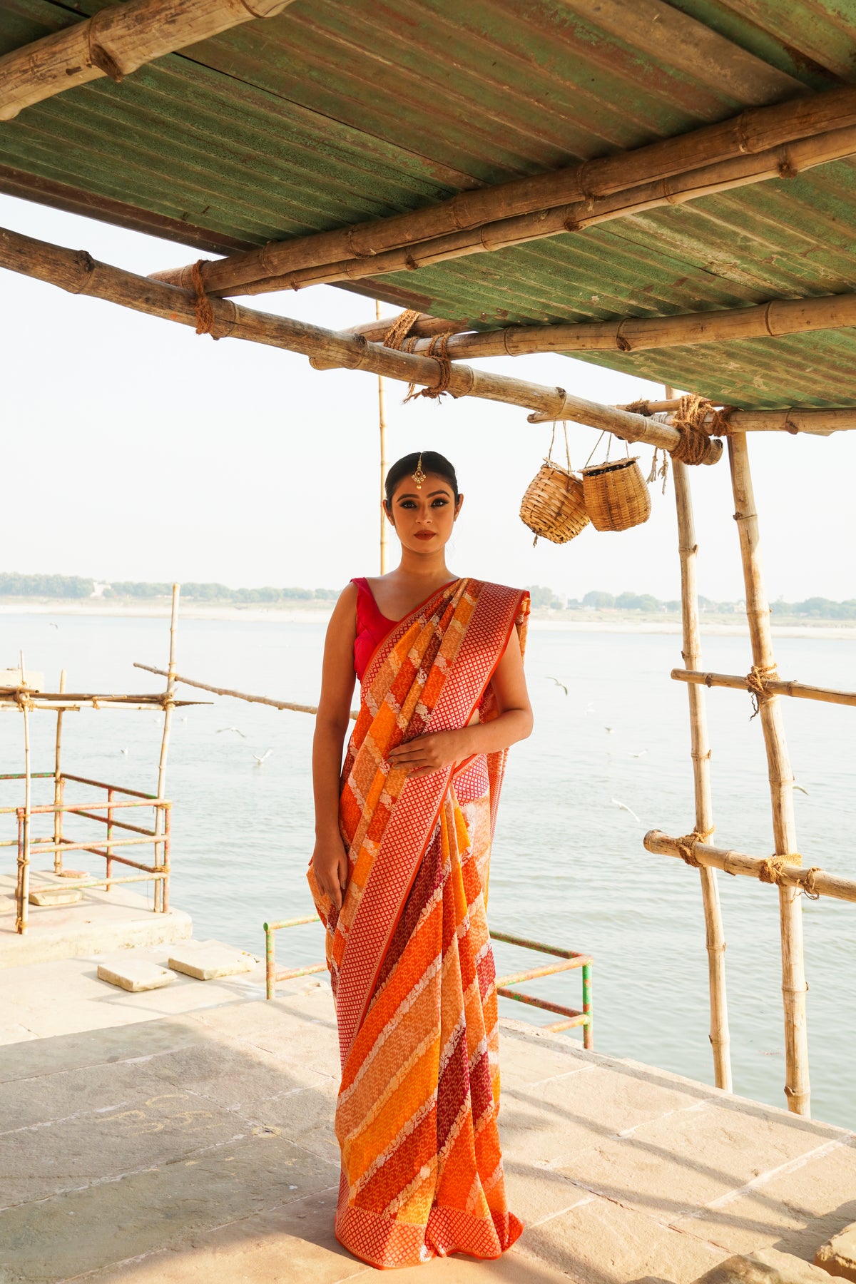 Handwoven Multicolor Katan Silk Rangkat Saree