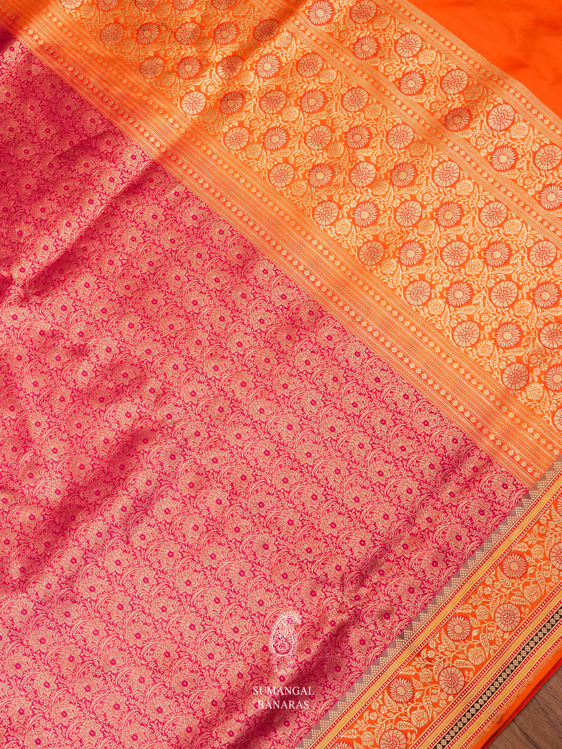 Handwoven Magenta Katan Silk Saree