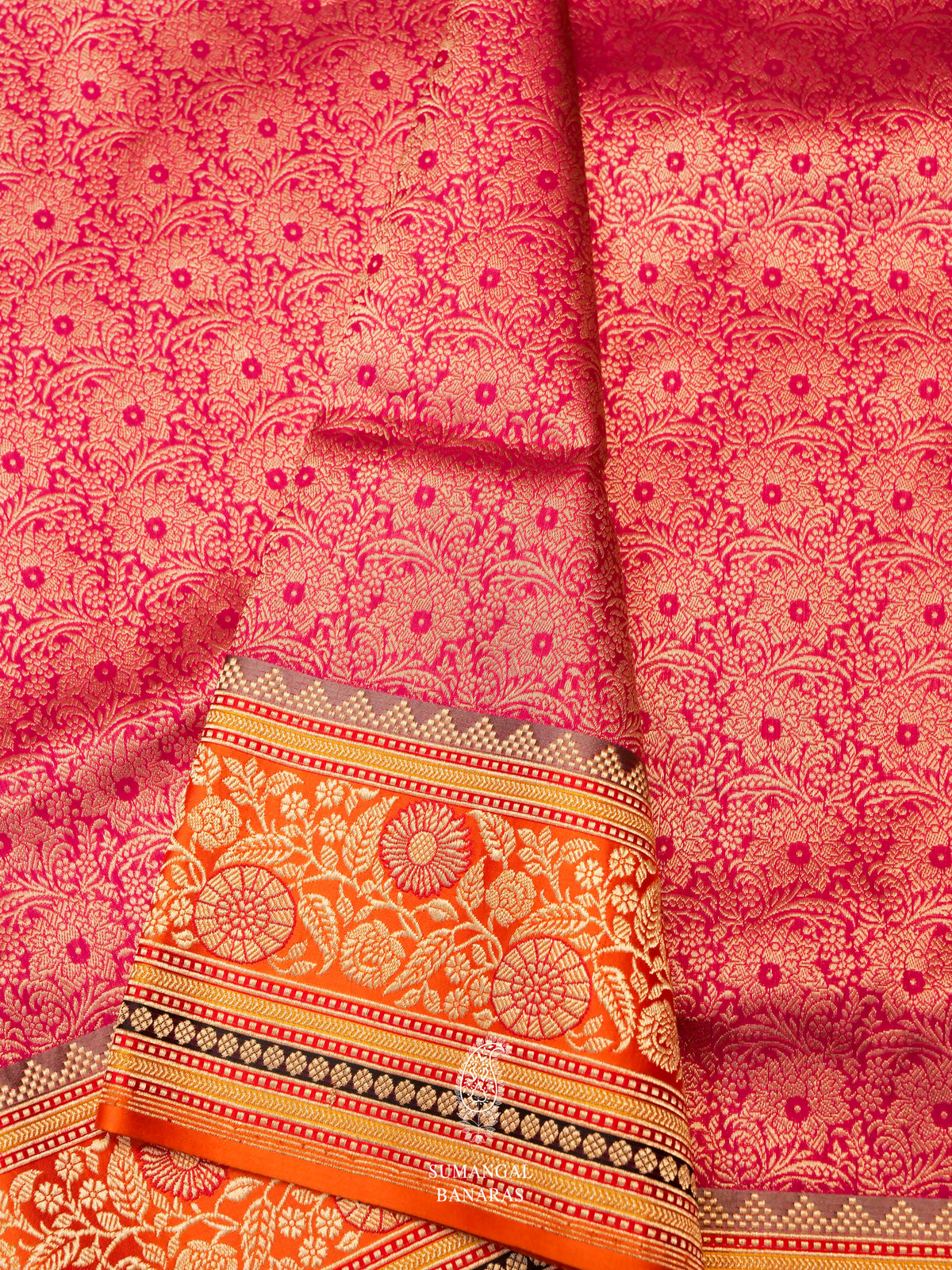 Handwoven Magenta Katan Silk Saree