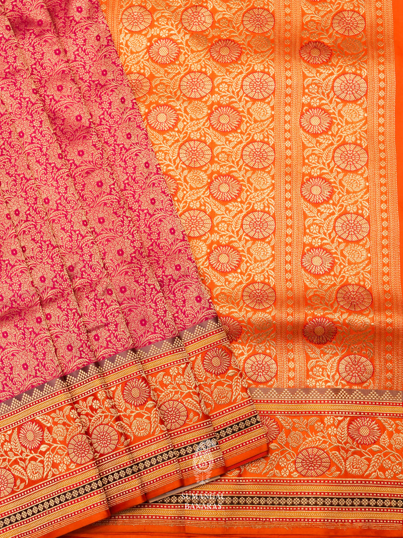 Handwoven Magenta Katan Silk Saree