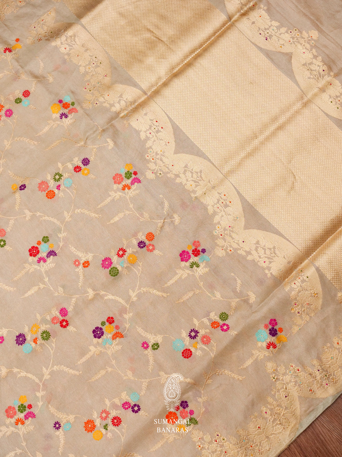 Handwoven Banarsi Mud Grey Katan Silk Saree