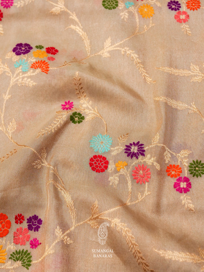 Handwoven Banarsi Mud Grey Katan Silk Saree