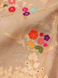 Handwoven Banarsi Mud Grey Katan Silk Saree