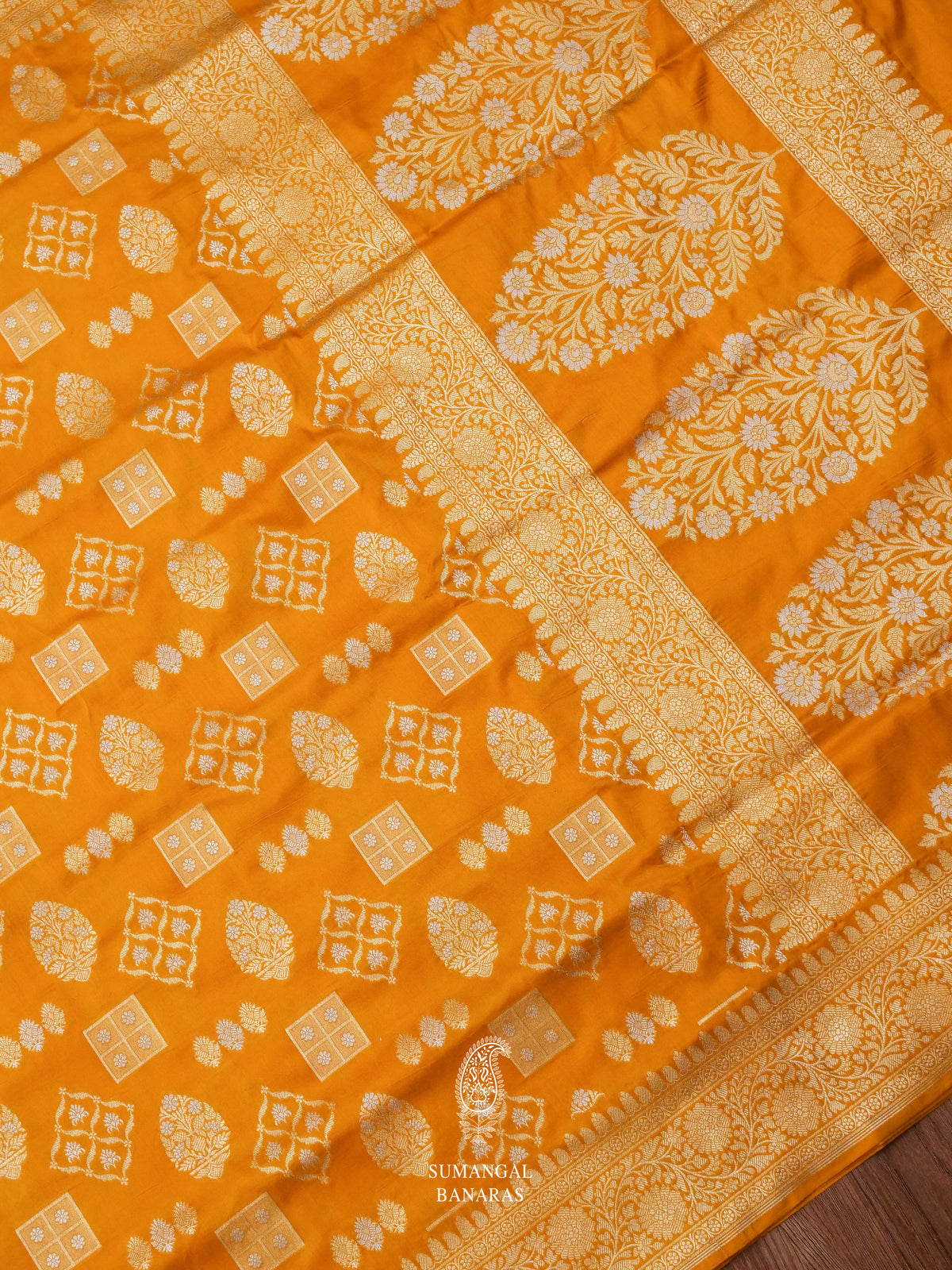 Handwoven Banarsi Haldi Yellow Katan Silk Saree