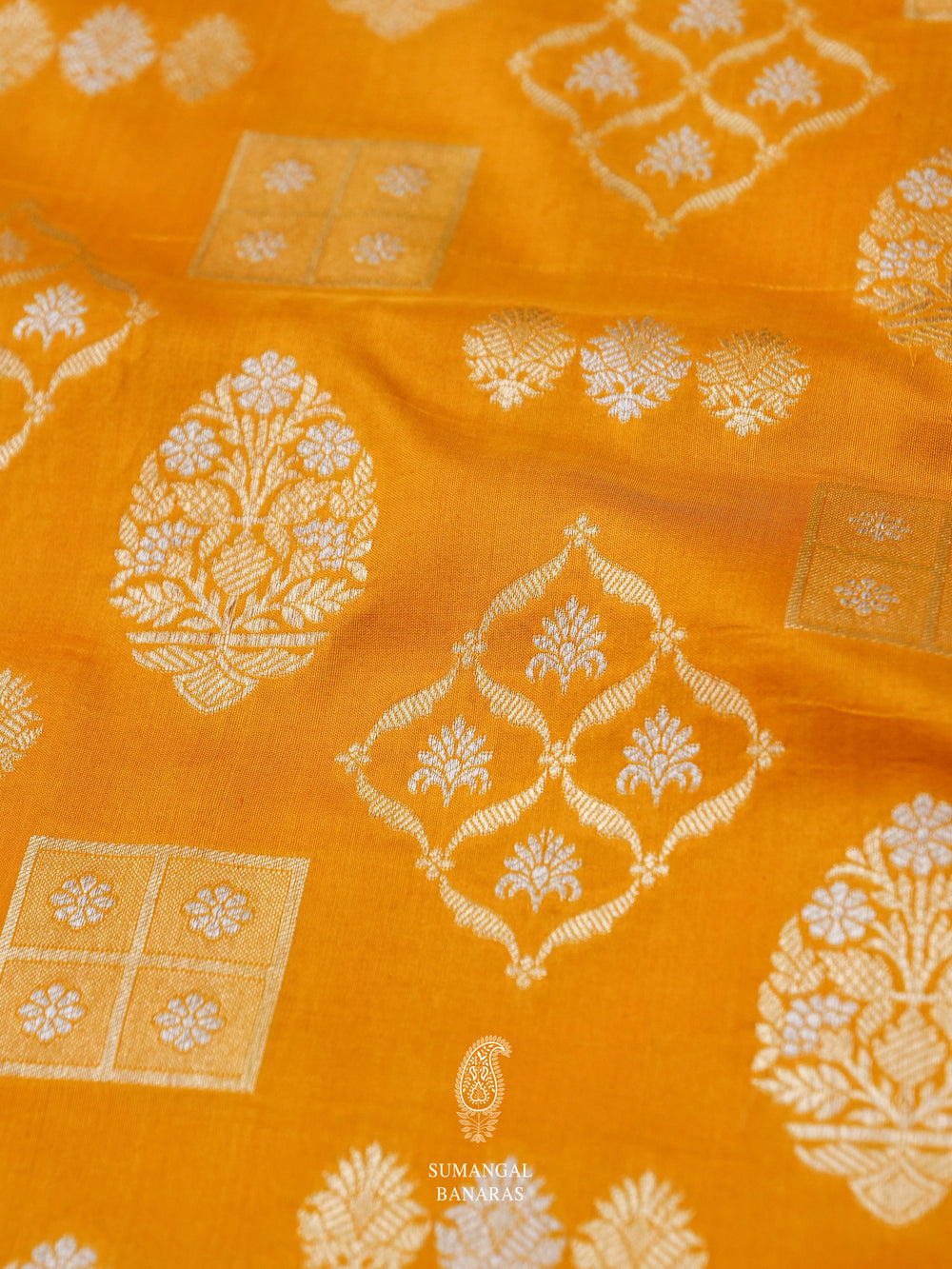 Handwoven Banarsi Haldi Yellow Katan Silk Saree
