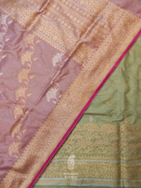 Handwoven Katan Silk Pista Green Suit Set