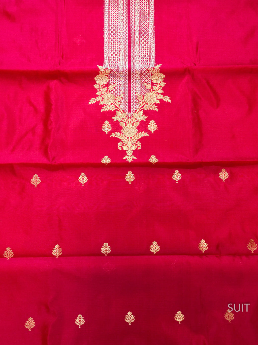 Handwoven Katan Silk Pink & Red Suit Set
