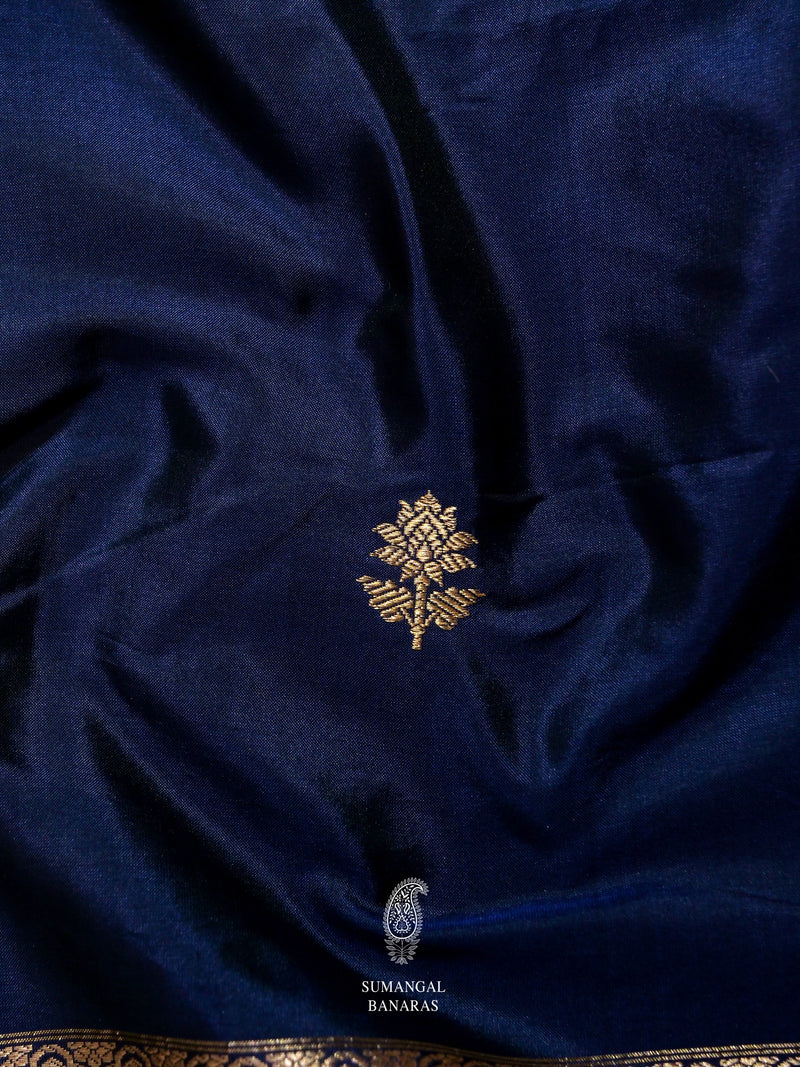 Handwoven Katan Silk Navy Blue Suit Set