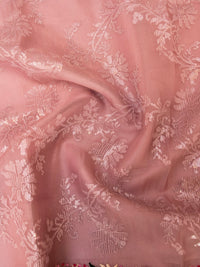 Handwoven Pure Organza Silk Rose Pink Suit Set