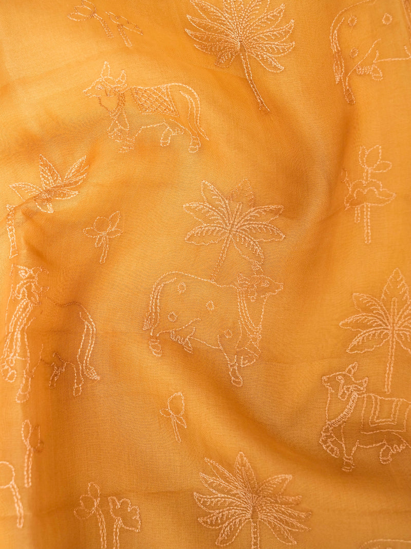 Handwoven Pure Organza Silk Mellow Yellow Suit Set