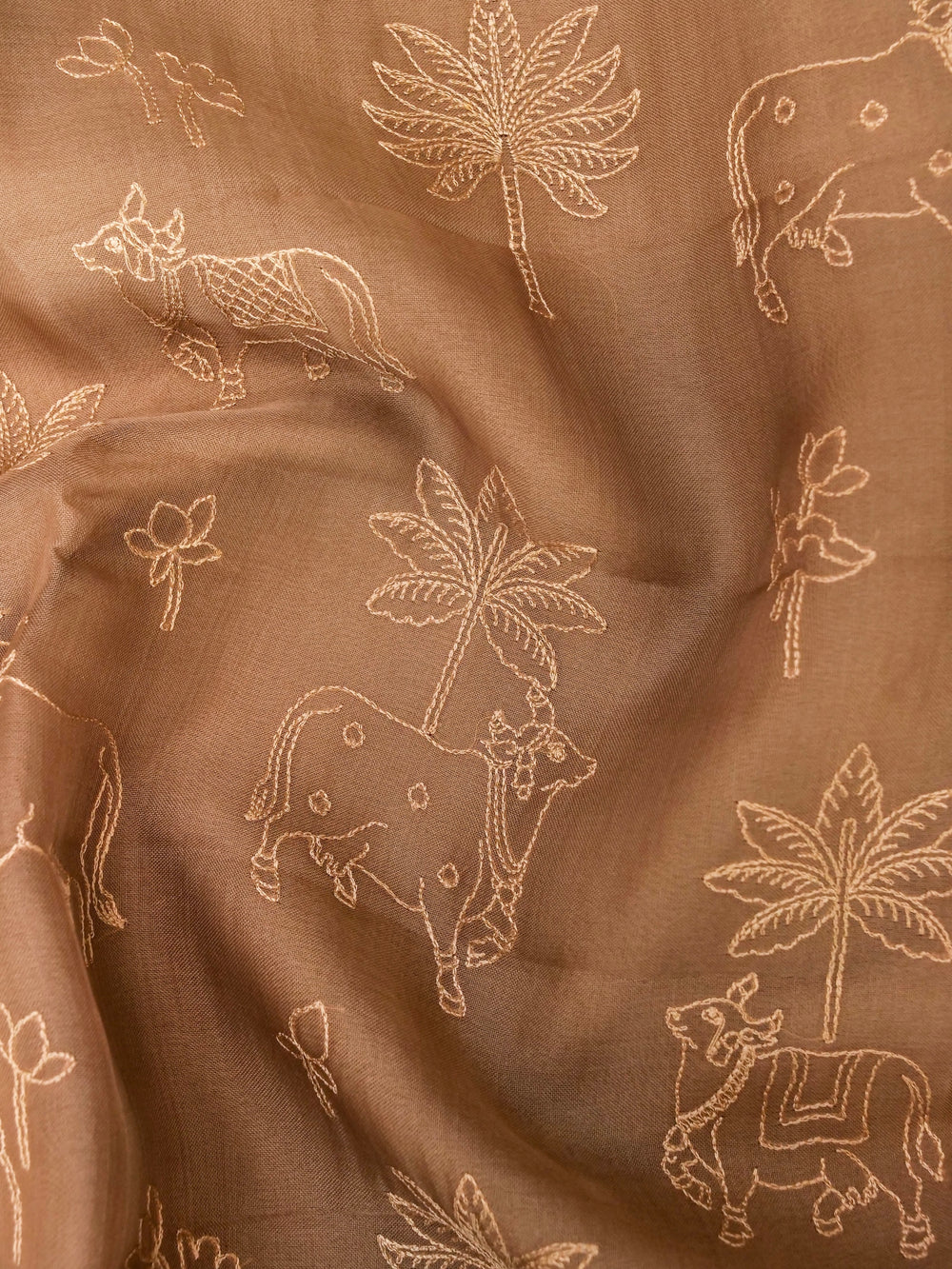 Handwoven Pure Organza Silk Tan Brown Suit Set